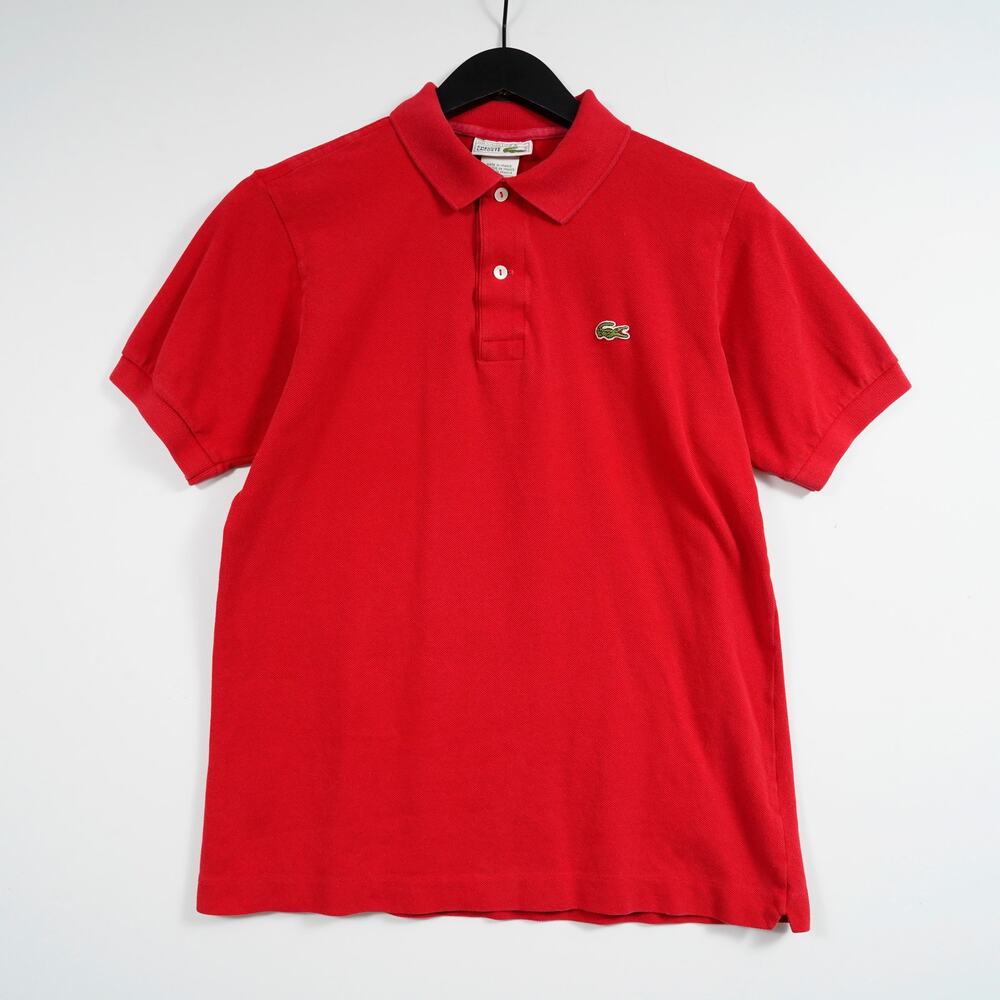 Vintage Chemise Lacoste Polo Shirt Red Made in France Size 3 Cotton